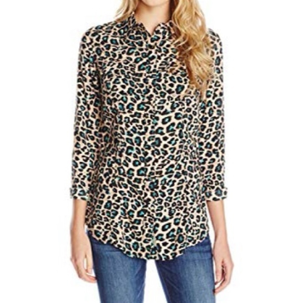 Nwt Leopard Print Button Down Shirt - image 1